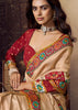 Beige And Maroon Woven Soft Silk Saree
