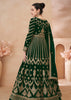 Dark Green Heavy Embroidered Front Cut Anarkali Set