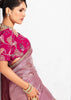 Elegant Mauve Embroidered Designer Silk Saree