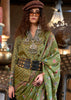 Mehndi Green Printed Soft Silk Saree