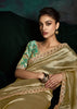 Golden Green Designer Tissue Silk Saree With Printed Blouse