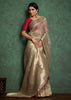 Silver Shine Woven Banarasi Tissue Saree With Meenakari Butas