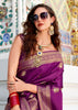 Wild Purple Woven Banarasi Satin Silk Saree