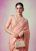 Peach Pink Woven Georgette Silk Saree