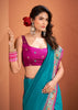 Teal Blue Woven Banarasi Patola Silk Saree