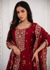 Deep Maroon Embroidered Silk Suit set (10702862385345)