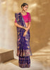 Traditional Purple Designer Embroidered Silk Saree
