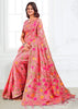 Peach Pink Woven Linen Cotton Silk Saree
