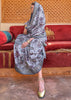 Deep Grey Floral Printed Silk Saree With Contrast Border