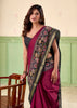Burgundy kalamkari Printed Cotton Silk Saree