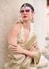 Antique White Woven Cotton Linen Silk Saree