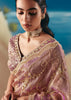 Mauve Pink Satin Organza Embroidered Saree