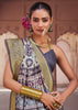 Drizzle Grey Banarasi Digital Printed Silk Saree