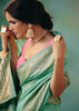 Sea Green Woven Embroidered Banarasi Silk Saree