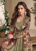 Golden Green Shrug Style Anarkali with Embroidered Work