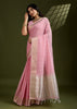 Blossom Pink Woven Soft Silk Saree