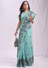 Radiance Blue Woven Cotton Linen Silk Saree