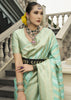 Beach Green Woven Banarasi Silk Saree