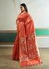 Spicy Orange Woven Tussar Silk Saree