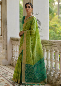 Pistachio Green Woven Patola Silk Saree