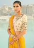 Yellow Woven Banarasi Embroidered Organza Satin Silk Saree