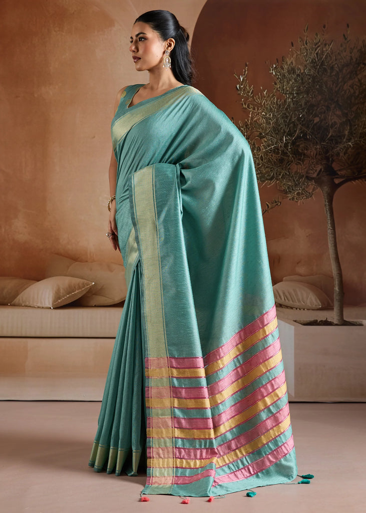 Radiance Blue Woven Banarasi Silk Saree