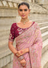 Rose Pink Woven Banarasi Designer Silk Saree With Embroidered Blouse