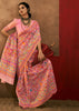 Coral Pink Woven Kashmiri Jamewar Silk Saree