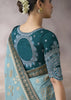 “Exclusive Offer” : Aruba Blue Banarasi Designer Saree With Embroidered Blouse