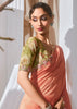 Pre Order: Peach Pink Designer Silk Saree
