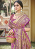 Beige And Purple Woven Kanjivaram Silk Saree