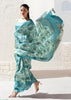 Turquoise Blue Woven Banarasi Silk Saree With Digital Print