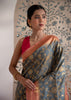 Tarana: Grey Banarasi Katan Silk Saree with Zari Floral Jaal