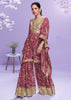 Earthy Red Georgette Kaftaan Sharara Set
