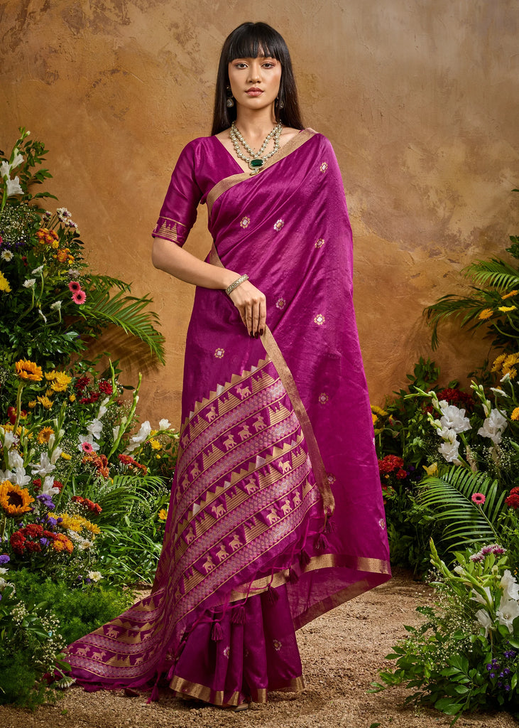 Royal Magenta Woven Banarasi Silk Saree