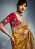 Golden Yellow Designer Silk Saree