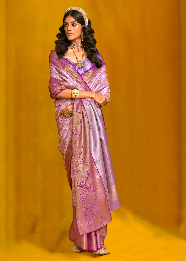 Sweet Lavender Dual Tone Woven Kanjivaram Silk Saree