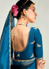 Coral Blue Ombre Banarasi Tissue Saree