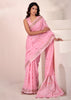 Lilac Pink Woven Linen Silk Saree