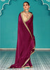 Beet Red Designer Embroidered Silk Saree With Contrast Blouse