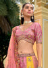 Golden Yellow Pink Embroidered Lehenga