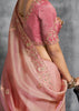 Golden Pink Embroidered Tissue Silk Saree