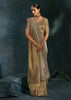 Grey Green Embroidered Designer Tissue Saree