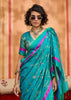 Ceramic Blue Woven Banarasi Silk Saree