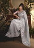 Platinum Grey Tissue Organza Designer Saree