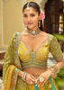 Yellow & Green Embroidered Stitched Designer Lehenga
