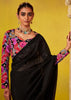 Phantom Black Woven Embroidered Chiffon Saree