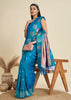 Deep Aqua Blue Woven Bronze Zari Paithani Silk Saree