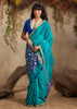 Peacock Blue Woven Cotton Silk Saree