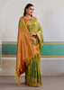 Kiwi Green Woven Tussar Silk Saree